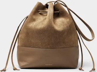Mansur Gavriel Womens Cabas leather and suede bucket bag