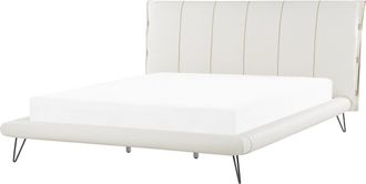 Beliani Cama Con Somier Tapizada En Piel Sint&eacute;tica Beige Claro Con Patas De Metal 180 X 200 Cm Estilo Moderno Betin