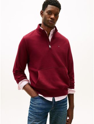 Tommy Hilfiger Mens Fleece Quarter-Zip Sweatshirt - Red - S