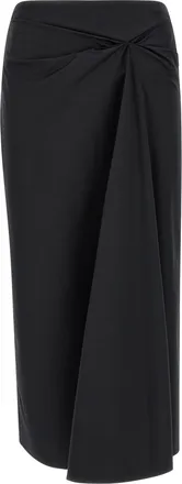 Max Mara Black Cotton Midi Womens Skirt