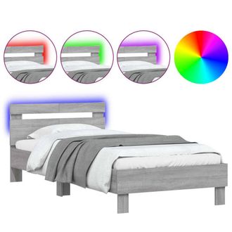 Berkfield Home Bed Frame without Mattress with LED Lights Grey Sonoma 100x200 cm