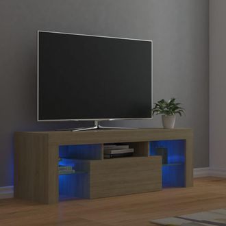 Berkfield Home TV Cabinet with LED Lights Sonoma Oak 120x35x40 cm in Brown | Size: 120 x 35 x 40 cm
