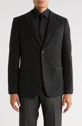 John Varvatos Houndstooth Cotton Blend Two-Button Sport Coat in Black/Grey at Nordstrom Rack, Size 36 Regular