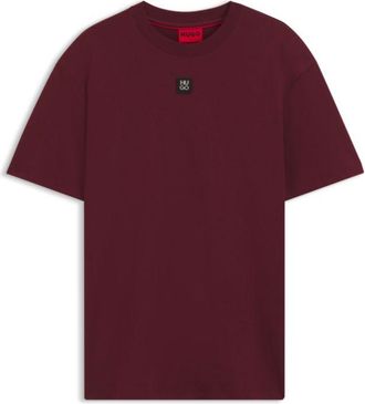 HUGO BOSS Interlock-cotton T-shirt with metallic stacked-logo badge