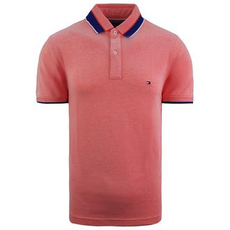 Tommy Hilfiger Regular Fit Tipped Slim Polo Shirt Orange Mens Top MWOMWO5124 676 Cotton - Size Medium