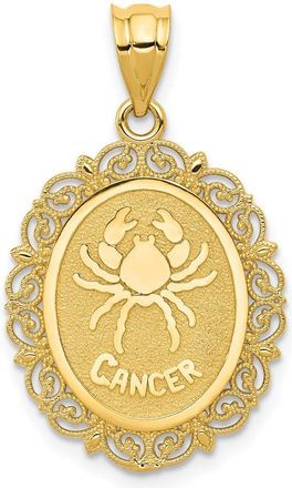 Diamond2Deal 14k Yellow Gold Solid Satin Polished Cancer Zodiac Oval Pendant