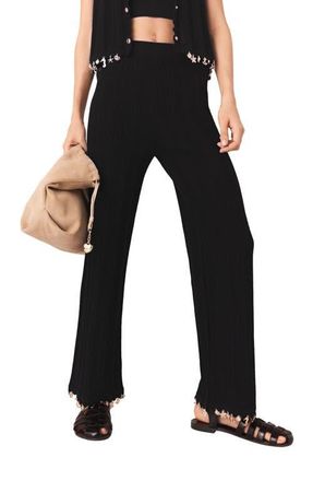 Maje Jewelled knit trousers in Black at Nordstrom, Size 38 Eu