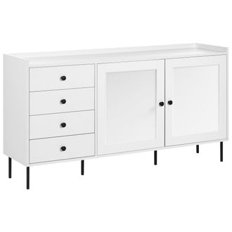 Beliani Beliani - Aparador Escandinavo 4 Cajones 2 Puertas Metal Blanco Alcove