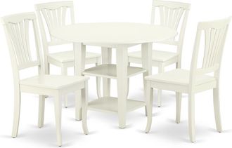 East West Furniture Dining Room Set Linen White, SUAV5-LWH-W