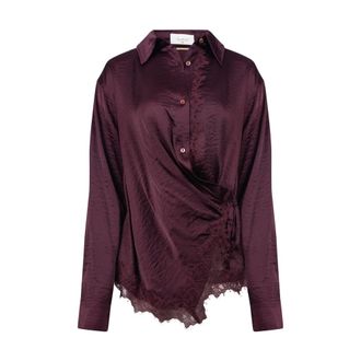 Nukus Nukus - Amy Blouse Kant - Dames - Blouses & Shirts - Paars - Maat: XL Zijde