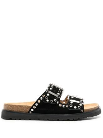Dsquared2 double-buckle suede sandals - men - Calf Leather/Rubber/Calf Suede - 41.5 - Black
