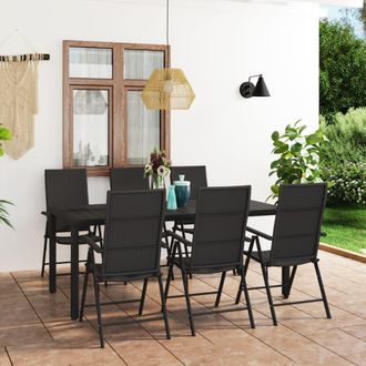 vidaXL Juego De Comedor Para Jard&iacute;n 7 Piezas Negro Vidaxl