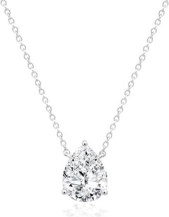 Crislu Solitaire Pear Pendant Necklace in Pure Platinum/Clear Stone at Nordstrom, Size 16