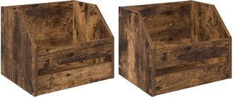vidaXL Caja Para &Aacute;lbumes De Vinilo 2 Uds. Roble Ahumado Vidaxl
