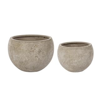 BIZZOTTO Bizzotto - Set Di 2 Vasi Cement In Fibra Di Vetro E Argilla Colorata, Stile Moderno -sfera