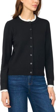 CeCe by Cynthia Steffe Crewneck Cardigan in Rich Black at Nordstrom, Size Xx-Small