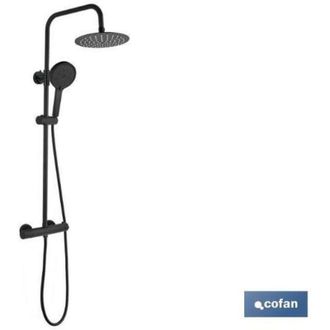 cofan Columna De Ducha Negra Con Grifo Termostatico 90-1,40 Cm - Cofan