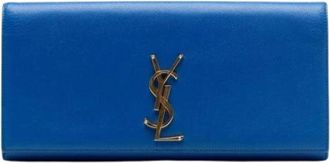Saint Laurent Pre-owned Clutches, female, Blue, Size: ONE SIZE Pre-owned Monogram Cassandre Clutch Bag