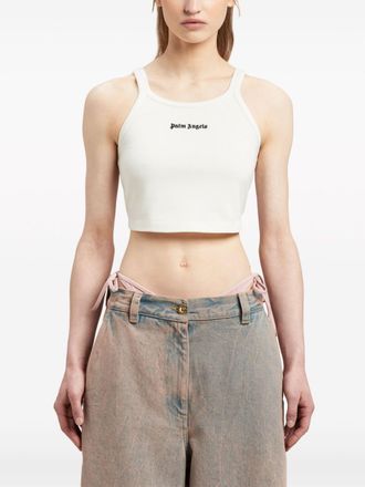 Palm Angels Logo-Print Tank Top - White