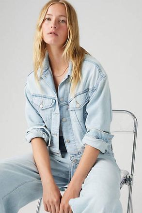 Levi's Chaqueta Trucker Lino+ Denim Shrunken 90s - Mujer - L - Azul / Luxury Trip Trucker