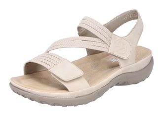 Rieker Riemchensandale RIEKER, Damen, Gr. 36, beige, Nubuklederimitat, Schuhe Riemchensandale, Sommerschuh, Sandalette, Keilabsatz, mit Gummiz&uuml;gen