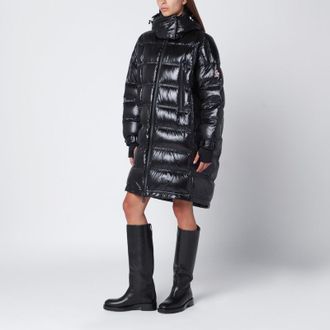 Moncler Long glossy black down jacket