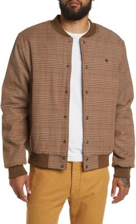 Brixton Dillinger Bomber Jacket in Brown Houndstooth at Nordstrom, Size Small