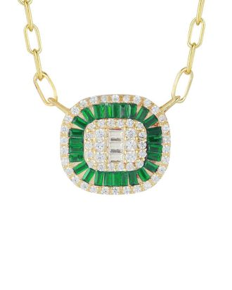 Sphera Milano 14K Over Silver Cz Illusion Paperclip Necklace