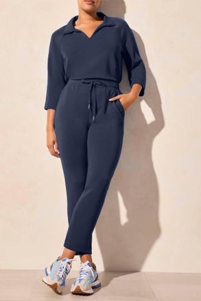 Tribal Light Scuba Pull-On Ankle Capri With Side Slits In Jet Blue-3068