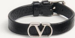 Valentino Garavani Bracciale Vlogo Signature In Vitello Granato Uomo NERO UNI