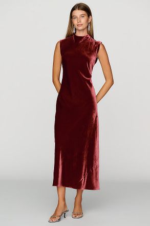 Maeve Charlette Velvet Mock Neck Midi Dress