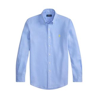 Polo Ralph Lauren Linnen Overhemd - Heren - Casual Overhemden - Blauw - XL - Linnen - Overhemden
