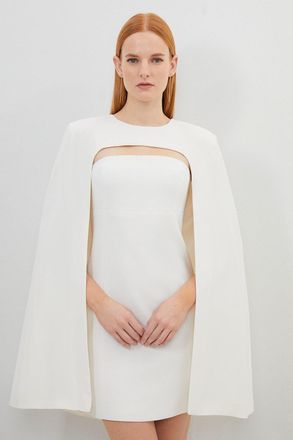 Karen Millen Compact Stretch Viscose Tailored Caped Mini Dress