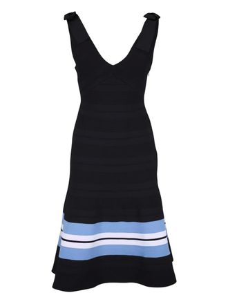 Carolina Herrera striped V-neck dress - women - Cotton/Viscose/Elastane/Polyimide - L - Black