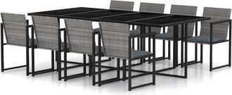 vidaXL Set De Comedor De Jard&iacute;n 9 Pzas Y Cojines Rat&aacute;n Sint&eacute;tico Gris Vidaxl