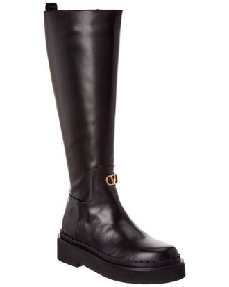 Valentino Vlogo Signature 45 Leather Platform Knee-High Boot