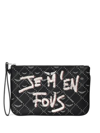 Zadig&Voltaire monogram clutch bag - women - Recycled Polyester/Polyurethane - One Size - Black
