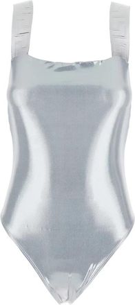 Versace Greca Border Badpak uit &eacute;&eacute;n stuk - Dames - Badpakken - Grijs - S - Nylon - Badmode