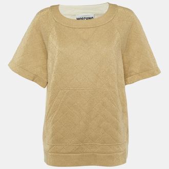Moschino Gold Metallic Quilted Knit Top M