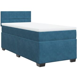 vidaXL Box Spring Bed with Mattress Dark Blue 90x200 cm Velvet Vidaxl