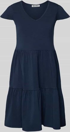 Review Minikleid im Stufen-Look mit V-Ausschnitt in Dunkelblau, Gr&ouml;&szlig;e XS