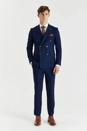 PAUL ANDREW 2 Piece Suit Double Breasted Birdseye Wedding