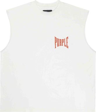 Purple Free Your Mind cotton tank top - men - Cotton - M - White
