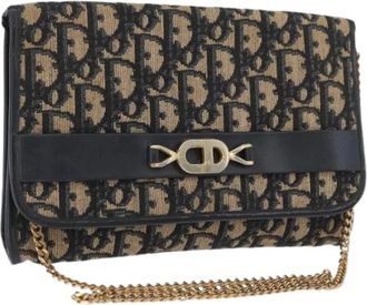 Dior Pre-owned Clutches, female, Blue, Size: ONE SIZE Pre-owned Vintage Trotter Shoulder Bag