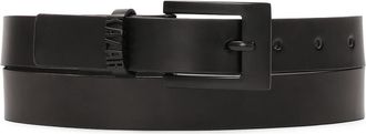 Kazar Subtiel zwart riem met metalen gesp en logo - Dames - Riemen - Zwart - 110 CM - Leer - Accessoires