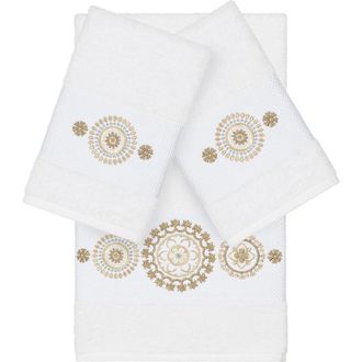 Linum Home Textiles Isabell 3-Piece Embellished Towel Set - White at Nordstrom Rack