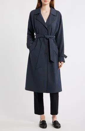 Via Spiga Stretch Gabardine Trench Coat in Navy at Nordstrom, Size Xx-Large