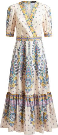 Etro Geprinte Katoenen Midi Jurk - Dames - Maxi kleedjes - Veelkleurig - L - Katoen - Kleedjes