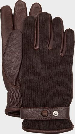 Hestra Men & apos;s Christopher Elk Leather and Cashmere Knit Gloves