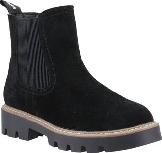 Hush Puppies Aofie Suède Dames Zwarte Flat Chelsea Boots